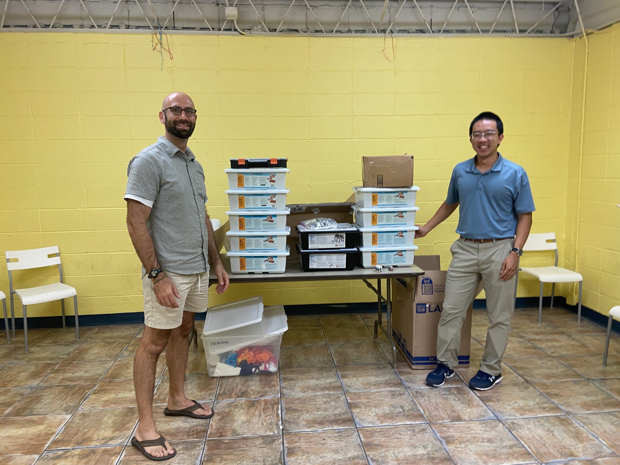 Part of RoboRecovery’s inventory at the STEM Library Lab. Todd Wackerman, Director of the STEM Library Lab, pictured left.