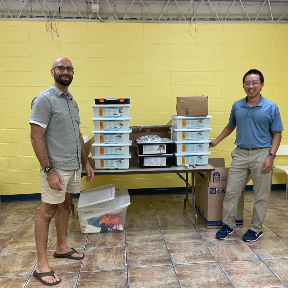 Part of RoboRecovery’s inventory at the STEM Library Lab. Todd Wackerman, Director of the STEM Library Lab, pictured left.
