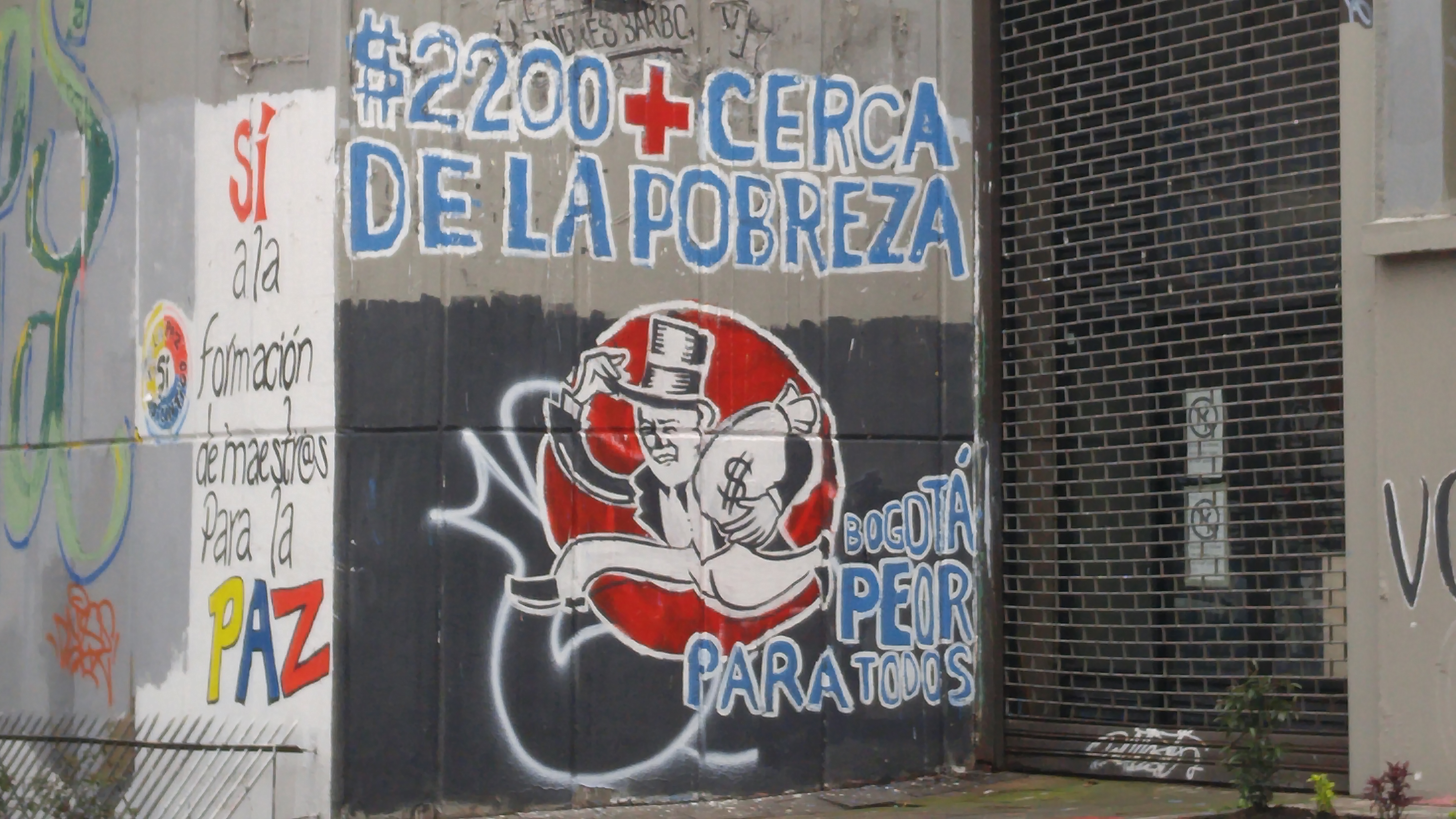 Graffiti satirizing Enrique Peñalosa after recent fare increase